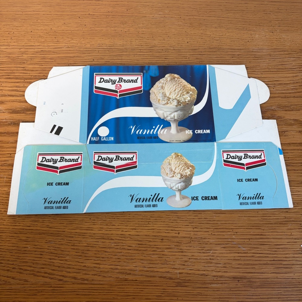 1961 Dairy Brand Vanilla Ice Cream Half Gallon Flat Ephemera Harrisburg IL